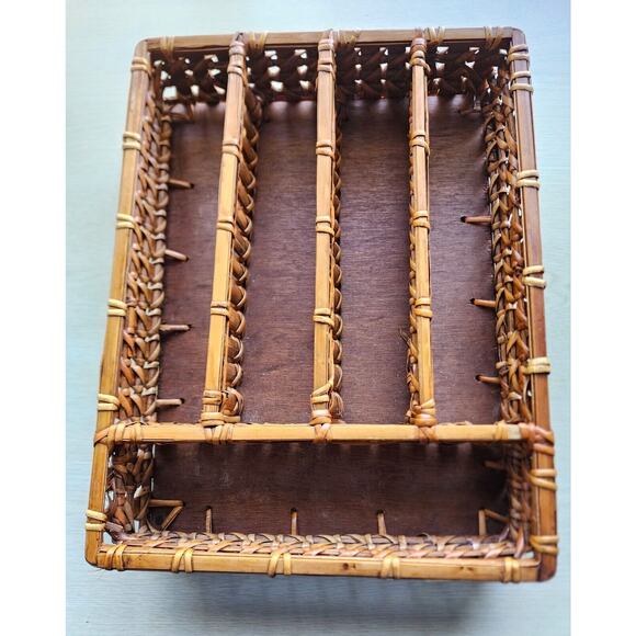 UTENSIL ORGANIZER-Large-Bamboo Woven-5 Sections-Natural Wood Color-Countertop - Picture 2 of 16